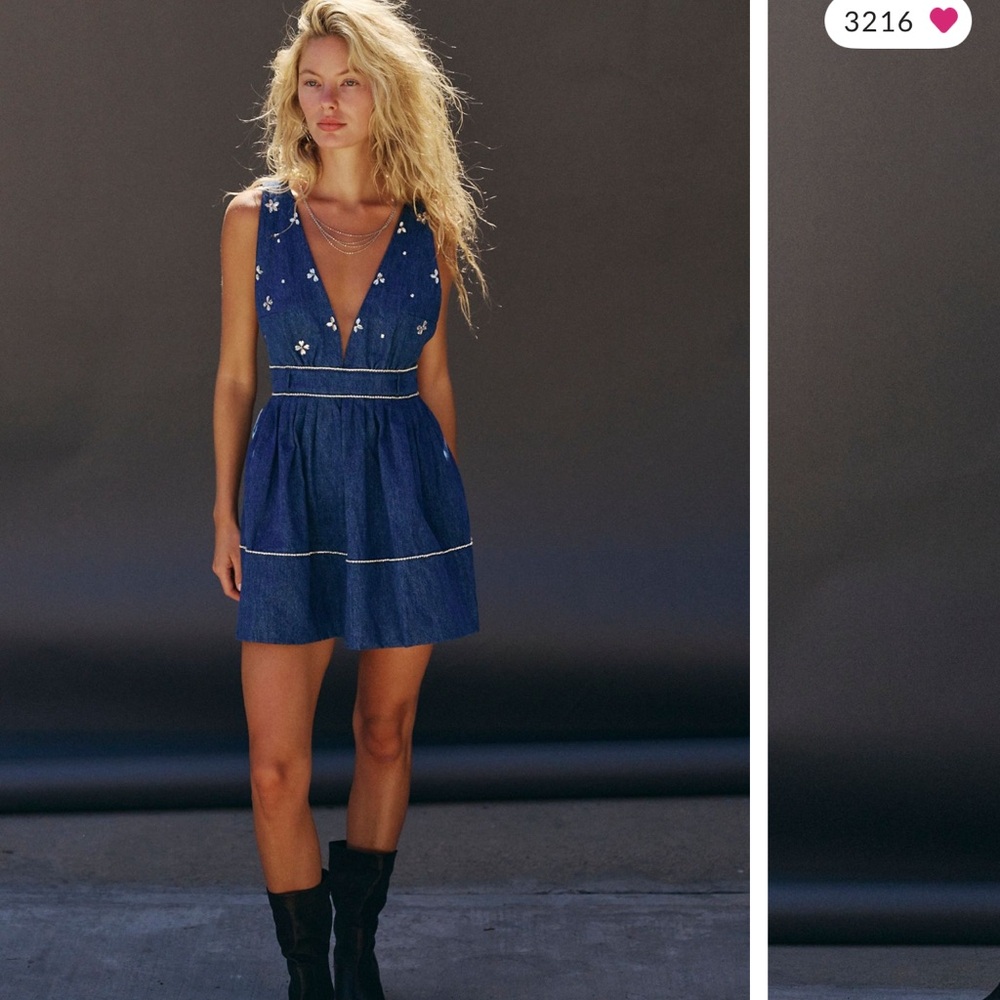 Free People Aultry Embellished Mini Dress